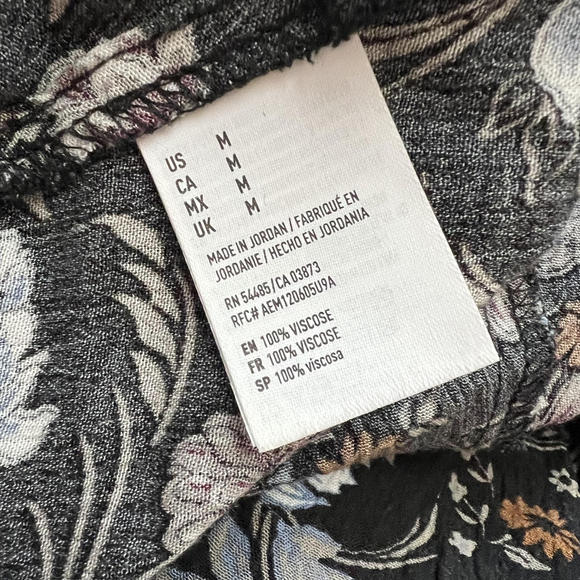 American Eagle Mini Dress Black Floral Boho Whimsigoth Dark Fairy Grunge Y2K - Picture 9 of 10